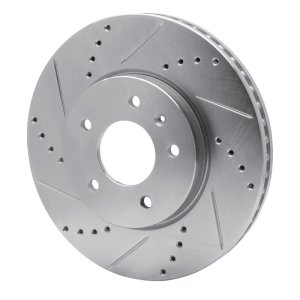 Chevrolet Captiva Brake Rotor (1) - Front Left - R1 Concepts - Drilled & Slotted - Silver - `07-`15